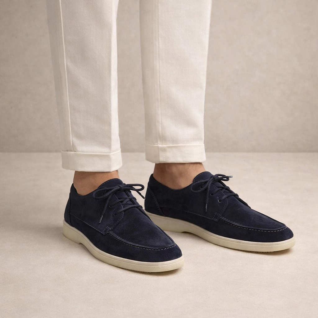 Heren Loafers van Suede Leer met Vetersluiting