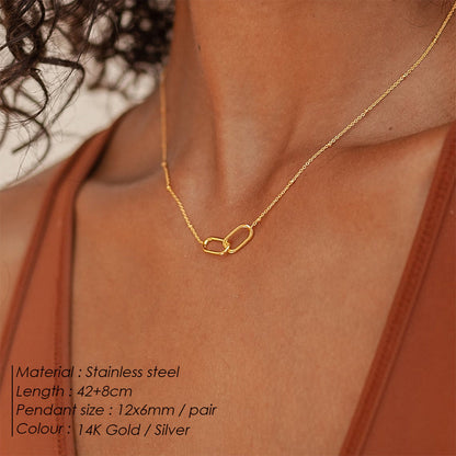 Dames Ketting Ovaal Staal Schakel Elegante Minimalistische Halsketting