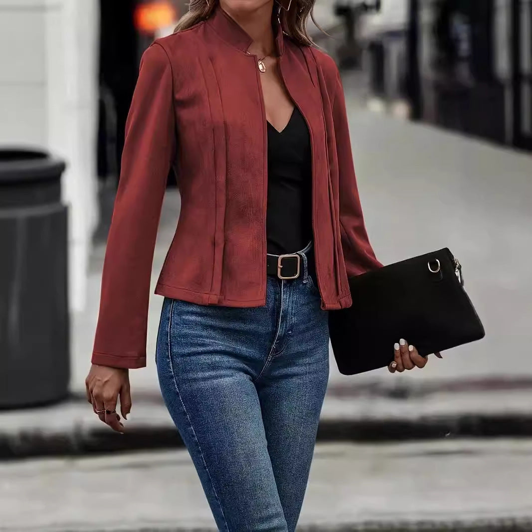 Dames Suède Jas Elegant Tijdloos Perfecte Pasvorm