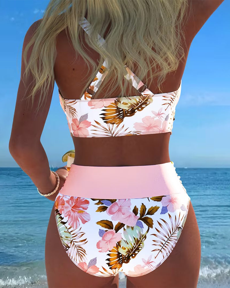 Dames Bikini Set Met Split En Bloemenpatroon