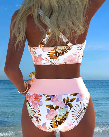 Dames Bikini Set Met Split En Bloemenpatroon