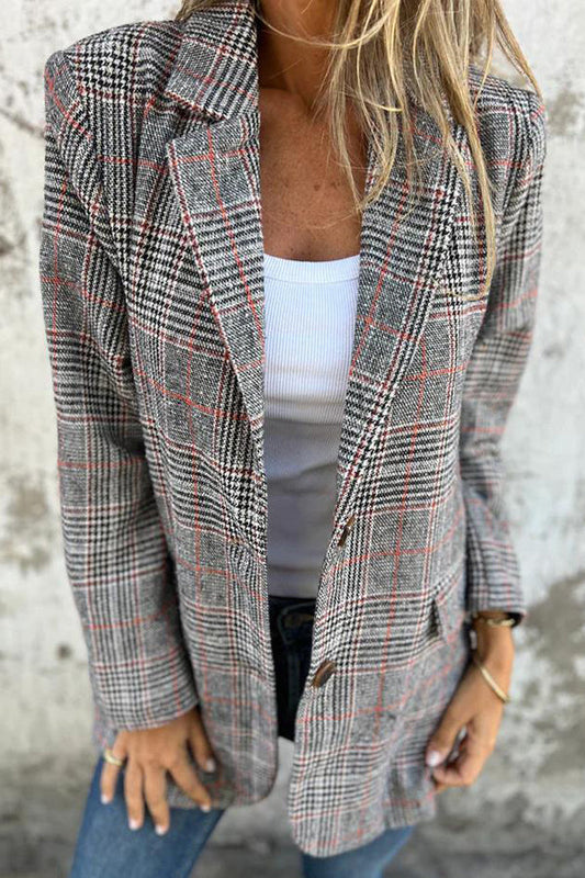 Dames Blazer Lange Mouw Geruit Stijlvol - StudioMarella