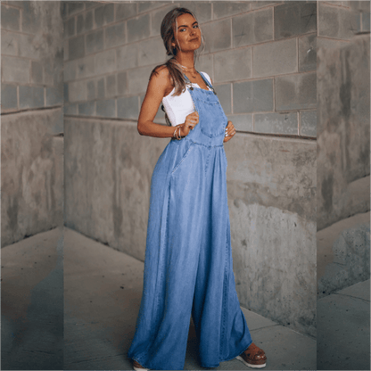 Dames Blauwe Denim Jumpsuit Overall