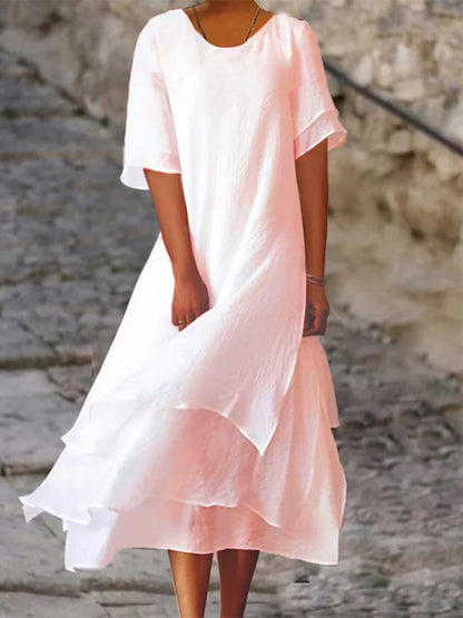 Elegante Vrouwelijke Jurk Los Vallend Model