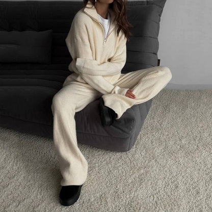 Gebreide Sweaterbroek Set Hoge Taille Warm Tweedelig