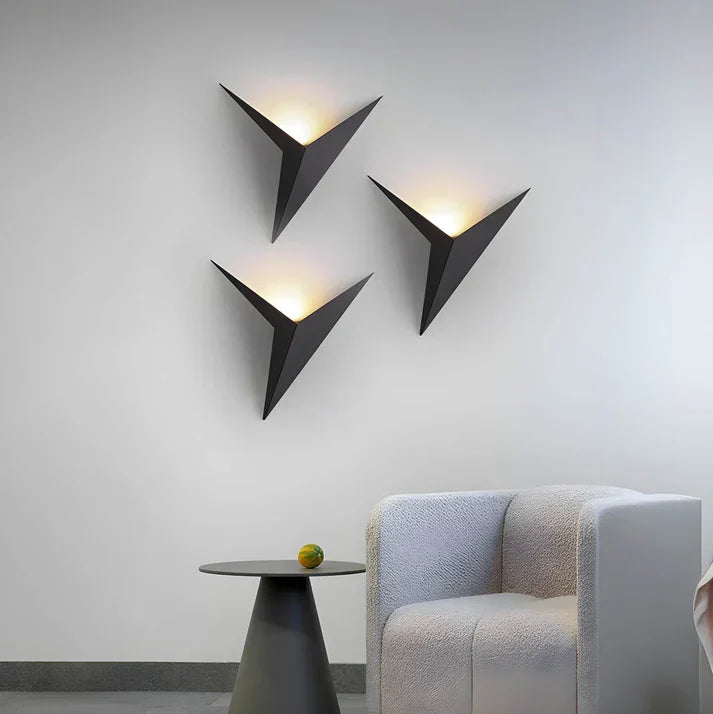 Vogel wandlamp ijzer zwart wandverlichting slaapkamer woonkamer minimalistisch design origami stijl LED