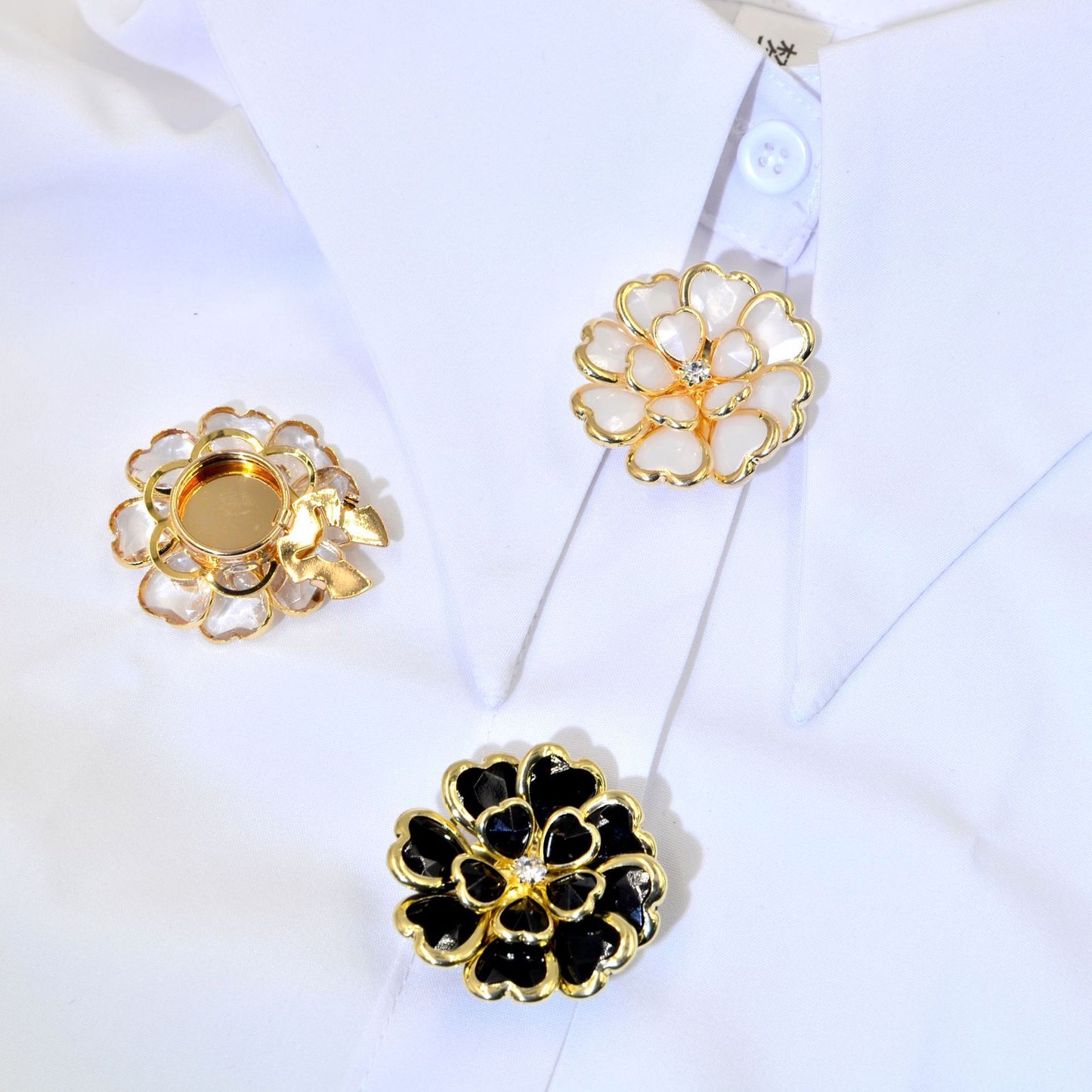 Dames Manchetknoop Bloem Patroon Elegant Zilver