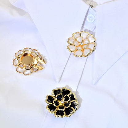 Dames Manchetknoop Bloem Patroon Elegant Zilver