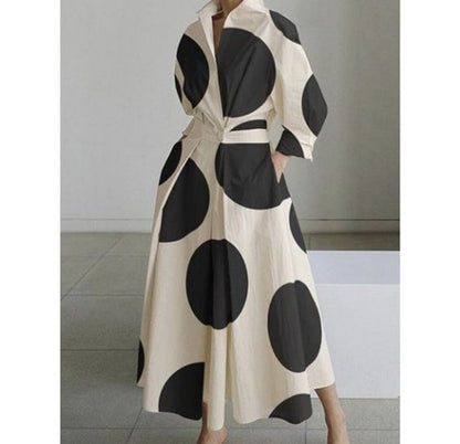 Dames Jurk Overhemdkraag Elegante Korte Mouw