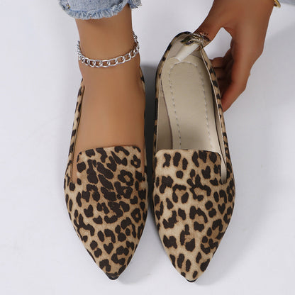 Dames Ballerina's Comfortabele Panterprint Puntneus Schoenen