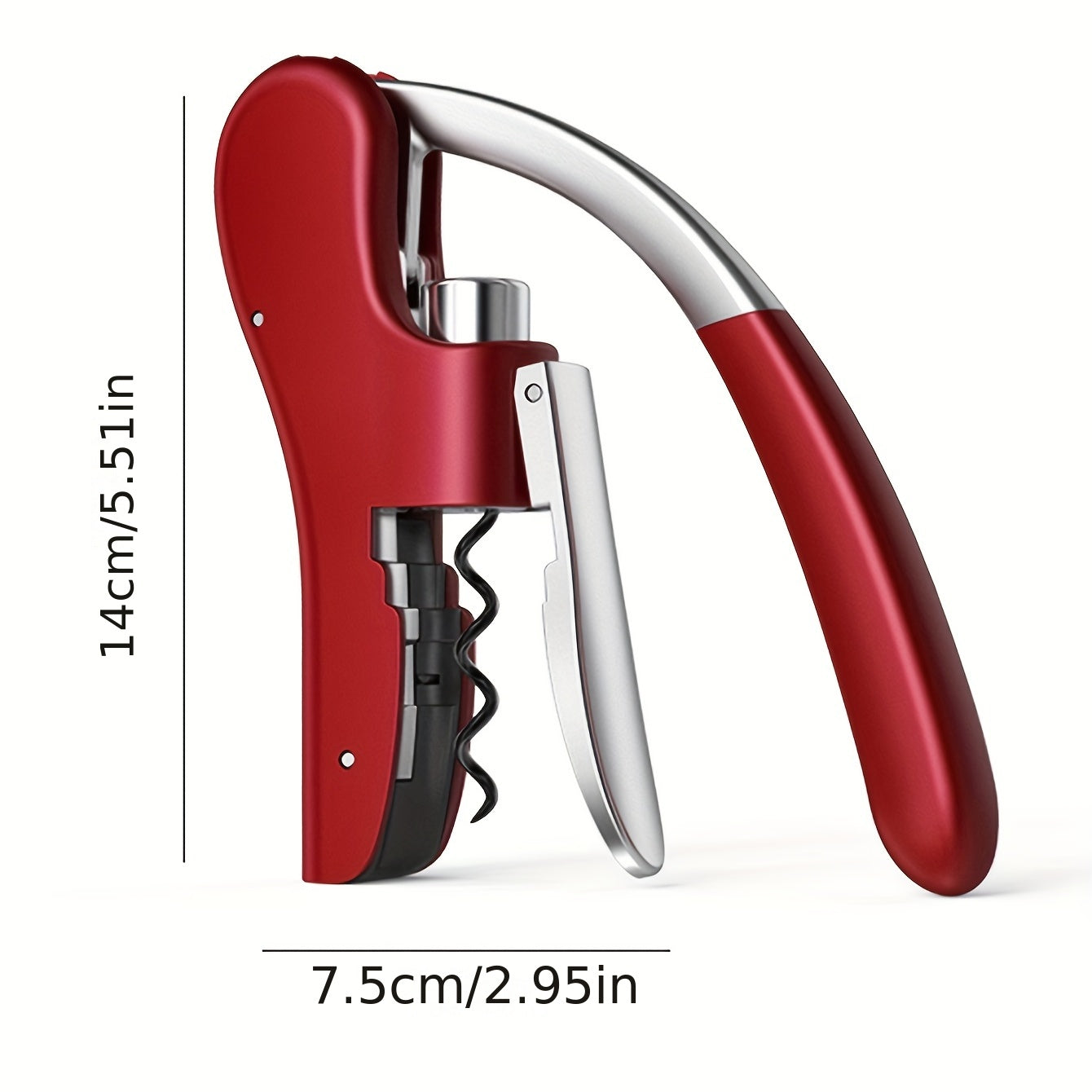 Kurkentrekker Hefboom Metaal Kunststof Rood Wijnflessen Thuis Horeca Flessenopener Ergonomisch