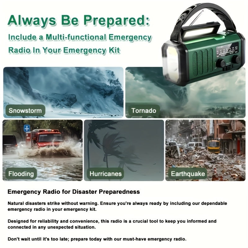 Noodradio met Zonnepaneel & Handcrank – AM/FM/NOAA Radio, Powerbank & Zaklamp