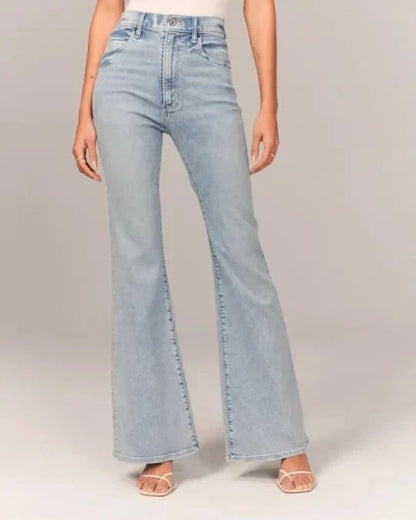 Hoge Taille Jeans Flared Comfortabele Katoen Stretch - StudioMarella