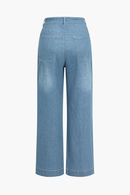 Dames Wijd Model Jeans van Stretch Denim