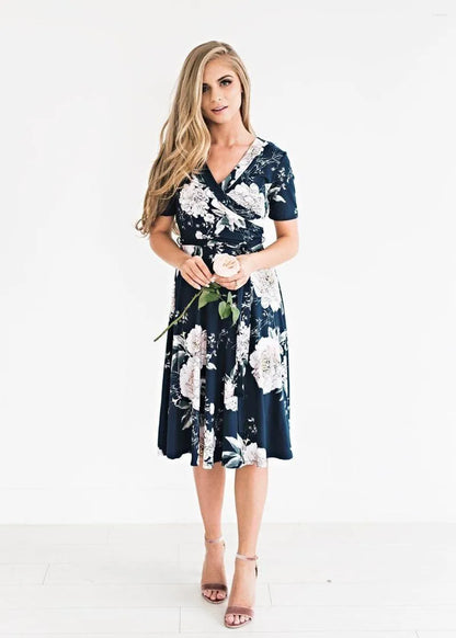 Zomerjurk voor Vrouw Gebloemd Midi Lengte - StudioMarella