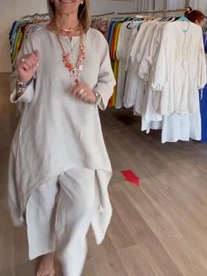 Linnen Damespak Zomerjurk Elegante Korte Broek