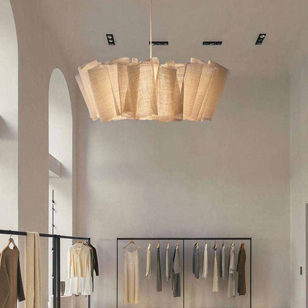 Geplisseerde Stoffen Hanglamp – Minimalistische Scandinavische Verlichting voor Eetkamer & Woonkamer