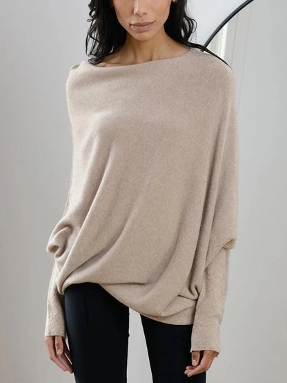 Off-Shoulder Trui Gebreid Asymmetrisch Design