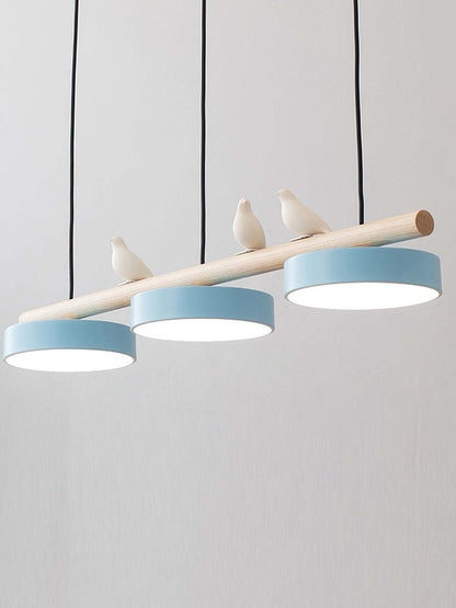 Hanglamp Hout Design Vogelvorm Drie Kappen Scandinavisch Keukeneiland