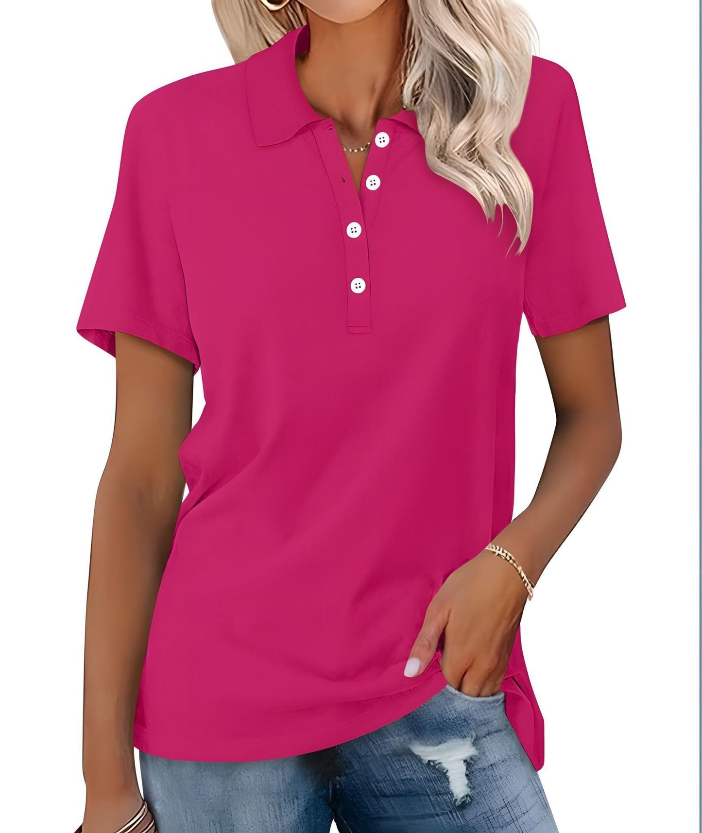 Dames Polo Top Kortemouw Zomerjurk Basic Wit