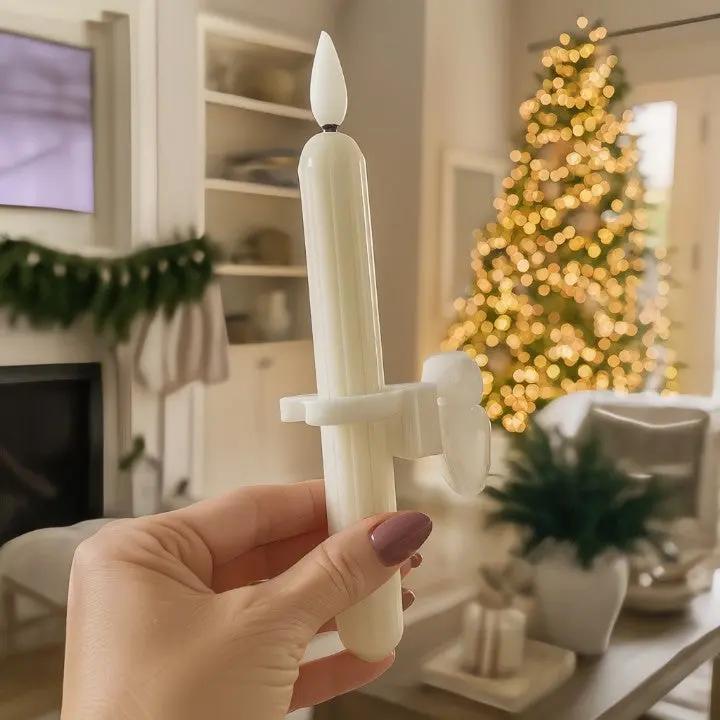Vensterkaarsen LED Flikkerlicht Kunststof Ivoor 18,2cm Set 6 Stuks Schemersensor Timer Sfeerlicht Kerstdecoratie Raamdecoratie Batterij