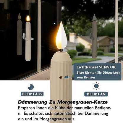Vensterkaarsen LED Flikkerlicht Kunststof Ivoor 18,2cm Set 6 Stuks Schemersensor Timer Sfeerlicht Kerstdecoratie Raamdecoratie Batterij
