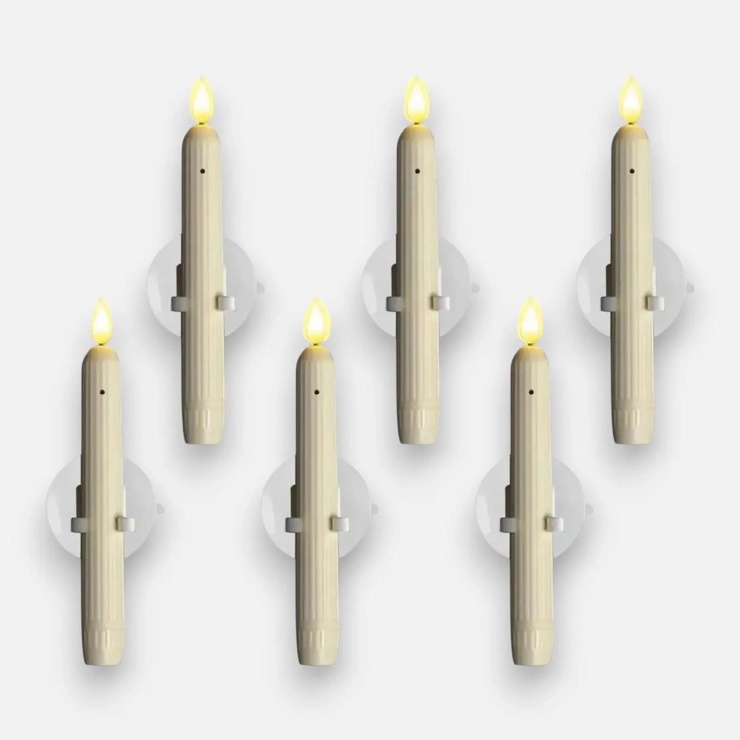 Vensterkaarsen LED Flikkerlicht Kunststof Ivoor 18,2cm Set 6 Stuks Schemersensor Timer Sfeerlicht Kerstdecoratie Raamdecoratie Batterij