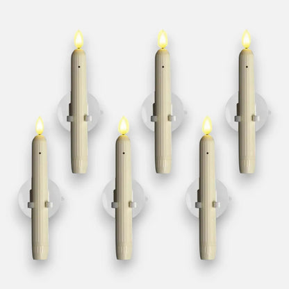 Vensterkaarsen LED Flikkerlicht Kunststof Ivoor 18,2cm Set 6 Stuks Schemersensor Timer Sfeerlicht Kerstdecoratie Raamdecoratie Batterij