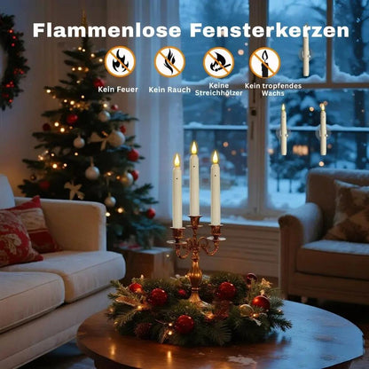 Vensterkaarsen LED Flikkerlicht Kunststof Ivoor 18,2cm Set 6 Stuks Schemersensor Timer Sfeerlicht Kerstdecoratie Raamdecoratie Batterij