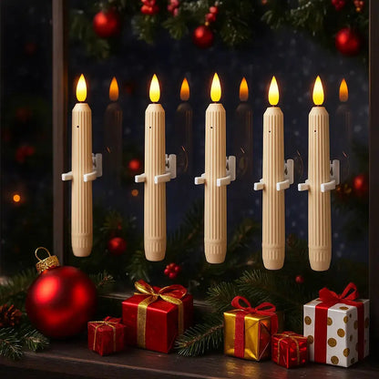 Vensterkaarsen LED Flikkerlicht Kunststof Ivoor 18,2cm Set 6 Stuks Schemersensor Timer Sfeerlicht Kerstdecoratie Raamdecoratie Batterij