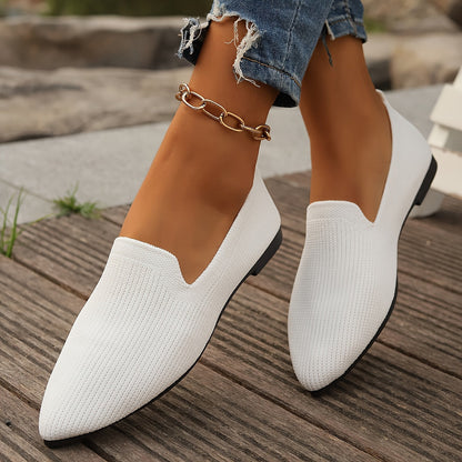 Dames Platte Loafers Comfortabele Gebreide Schoenen