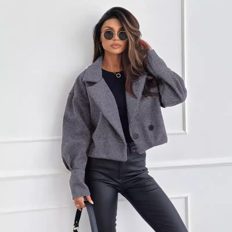 Dames Korte Wollen Jas Elegante Stijl