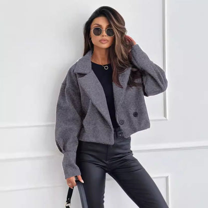 Dames Korte Wollen Jas Elegante Stijl