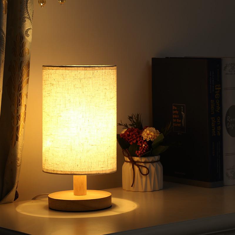 Organische Tafellamp Hout & Linnen – Dimbaar met Afstandsbediening & Touch | 3 Lichtkleuren