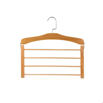 Houten Kledinghangers Walnoot & Natuurlijk Hout – Klassieke Garderobehanger met Metalen Haak – 38x38x12cm