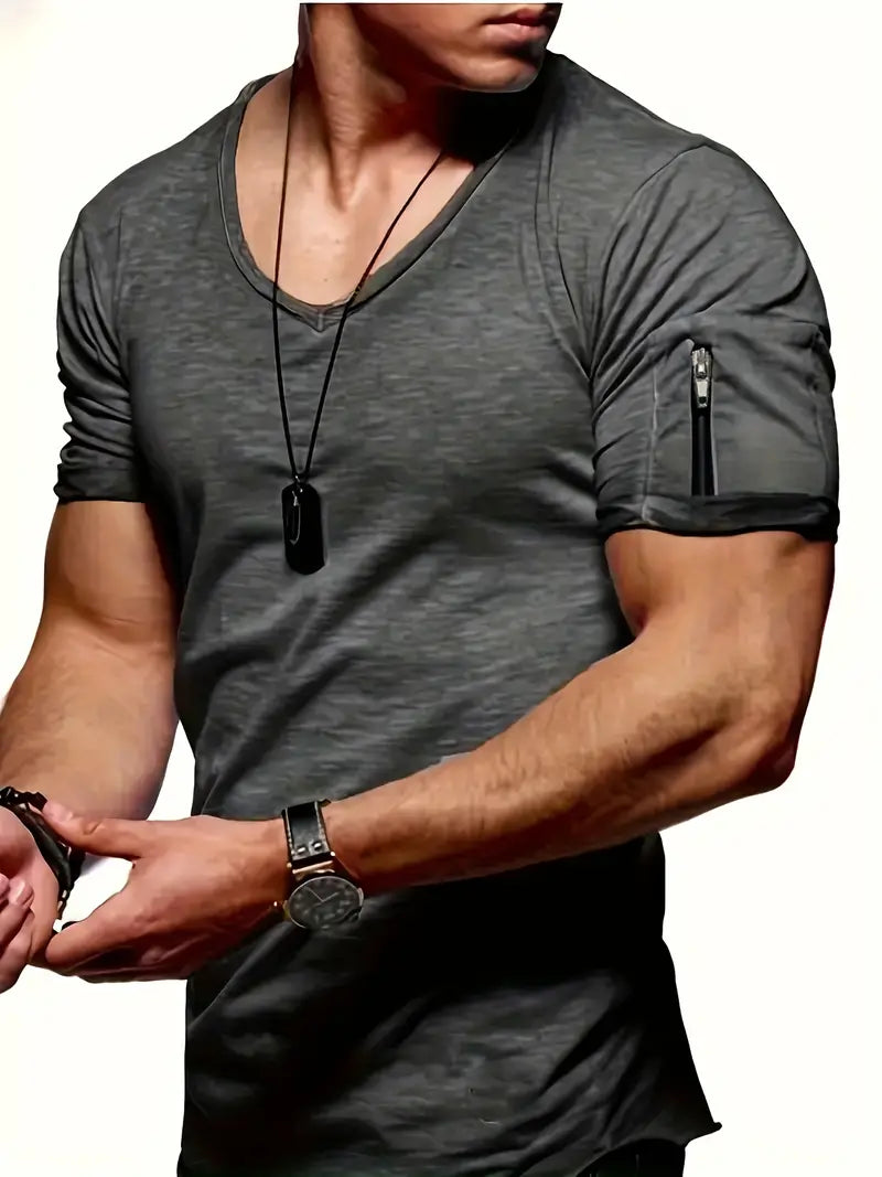 Heren T-shirt V-hals Casual Kort Model