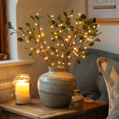 Lichttak Olijftak LED Warm Wit 70cm 120 Lampjes Sfeerverlichting Decoratieve Tak Fairy Lights Woonkamer Slaapkamer Batterij Kerst Natuur