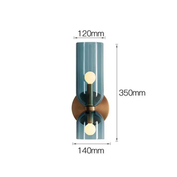 Wandlamp Dubbel Glas IJzer Moderne Wandverlichting Gang Slaapkamer Woonkamer E12