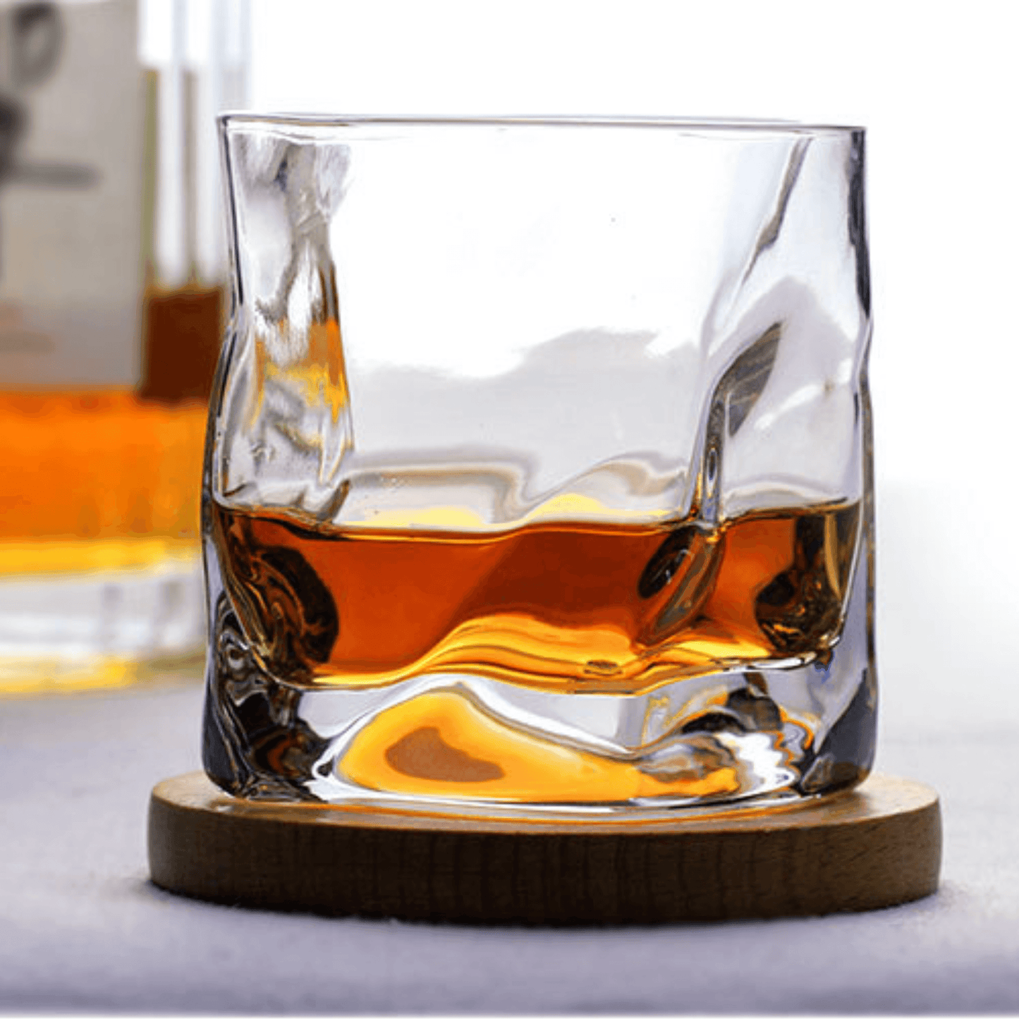 Geslepen Whiskyglas met Gerimpeld Reliëf in Kristal | 300ml Tumbler voor Spirits & Likeur | Premium Japanse Slijptechniek met Houten Presentatiebox