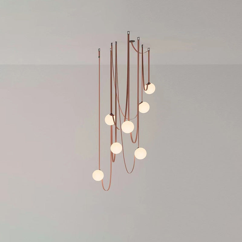 Hanglamp Leer Glas Bollen Luxe Verstelbaar Warm Wit Woonkamer Eetkamer