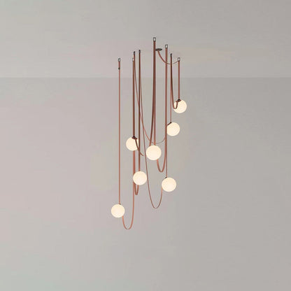 Hanglamp Leer Glas Bollen Luxe Verstelbaar Warm Wit Woonkamer Eetkamer