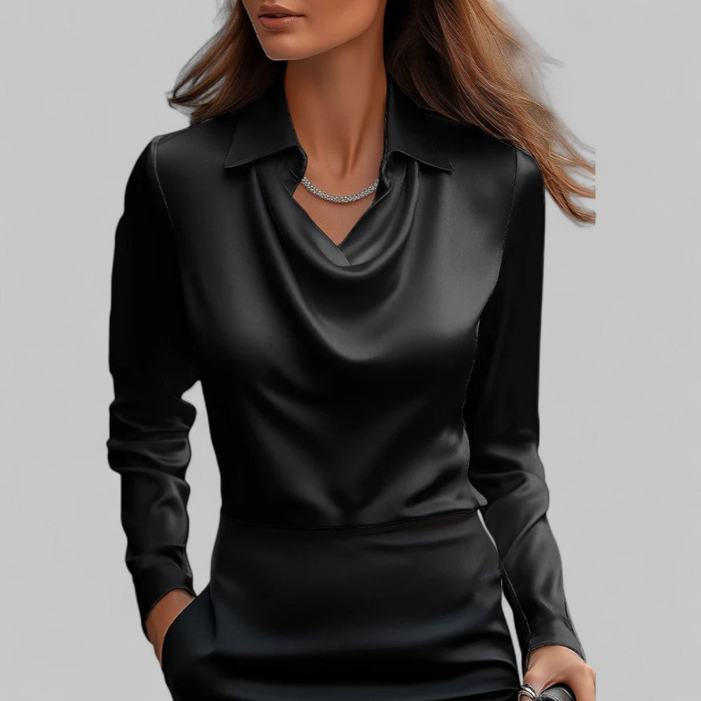 Dames Blouse Lange Mouwen Gedrapeerde Hals