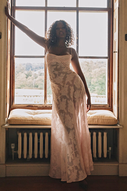 Elegante Maxi Jurk Geborduurd voor Vrouw