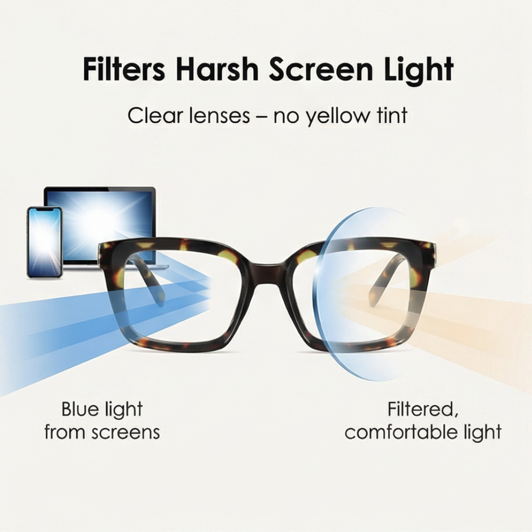 Oversized Leesbril met Schildpaddenmotief – Bluelight Filter & Veermechanisme