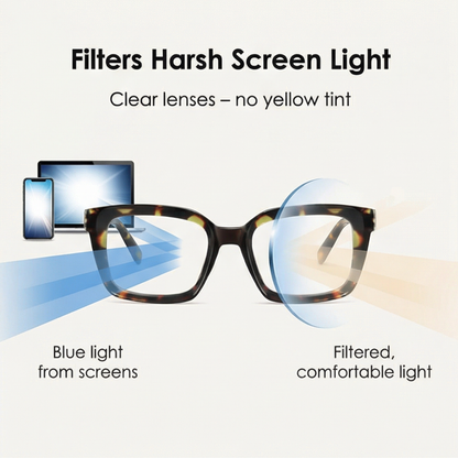 Oversized Leesbril met Schildpaddenmotief – Bluelight Filter & Veermechanisme