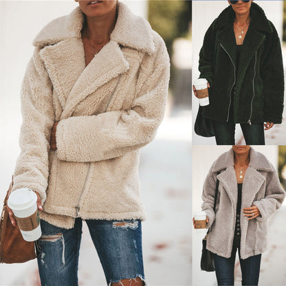 Dames Teddyjas Zwart Wollen Ritsjas Trendy