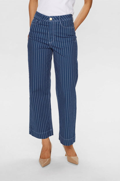 Wijde Hoge Taille Broek Gestreept Comfortabel Model - StudioMarella