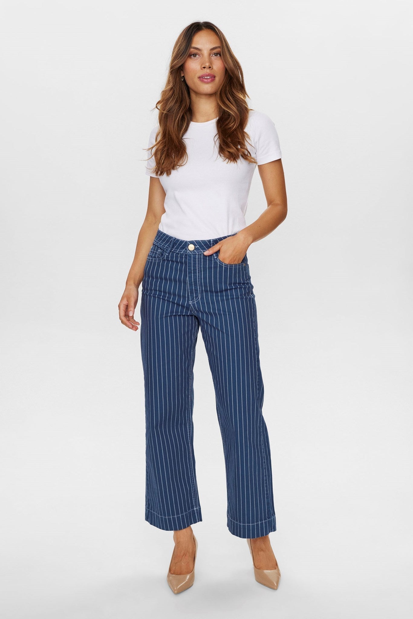 Wijde Hoge Taille Broek Gestreept Comfortabel Model