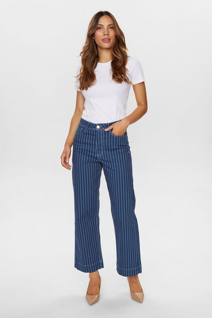 Wijde Hoge Taille Broek Gestreept Comfortabel Model