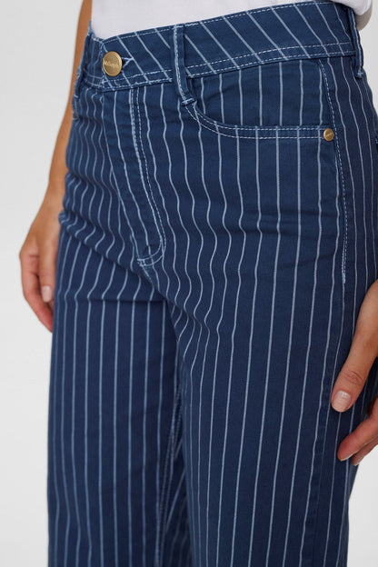 Wijde Hoge Taille Broek Gestreept Comfortabel Model